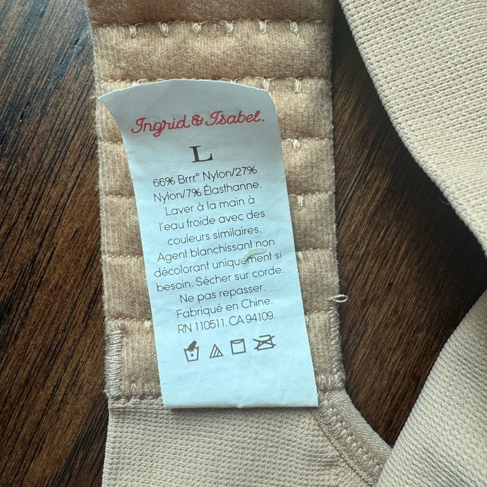 NWT Ingrid & Isabel Cream Wireless Bra Size L - Picture 8 of 9